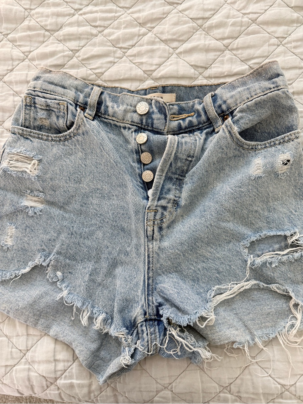 PacSun Light Blue High-Rise Distressed Denim Shorts